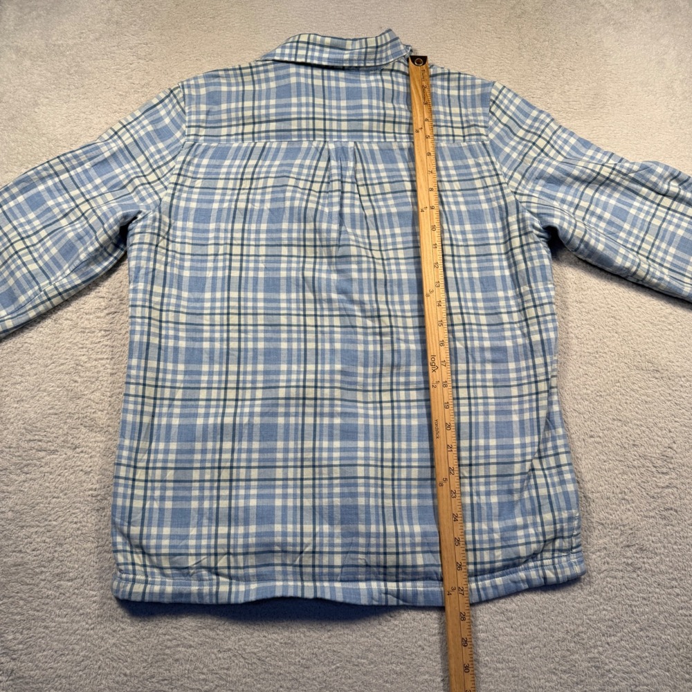 L.L.Bean Women's Flannel Shirt Jacket Fleece Lined Blue Plaid Small S Shacket - Picture 3 of 7